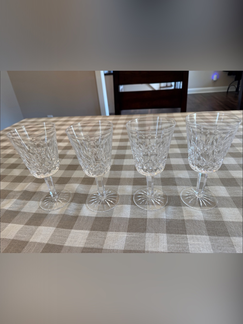 Waterford Crystal Clear Cut Stemmed Wine Goblets. Lismore - Set of 4